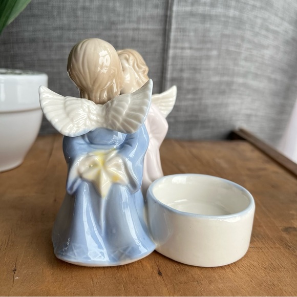 Vintage Porcelain Kissing Angles Votive Tea Light Candle Holder - Picture 5 of 6